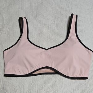 Women's Tan and Black Trim Sports Bra
